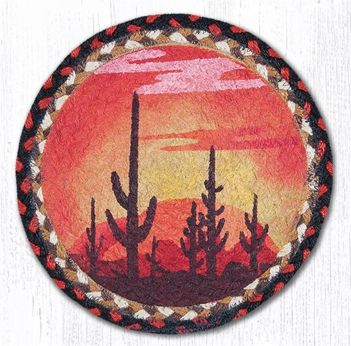 Desert Sunset Printed Round Braided Trivet 10"x10" Thumbnail