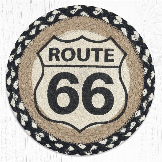 Route 66 Printed Round Braided Trivet 10"x10" Thumbnail
