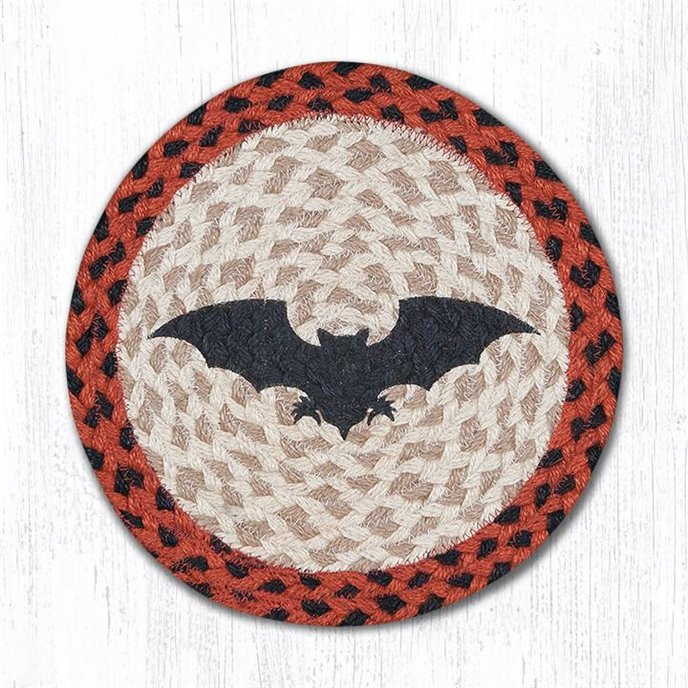 Bat Printed Round Braided Trivet 10"x10" Thumbnail