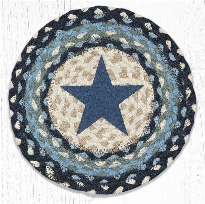 Blue Star Printed Round Braided Trivet 10"x10" Thumbnail