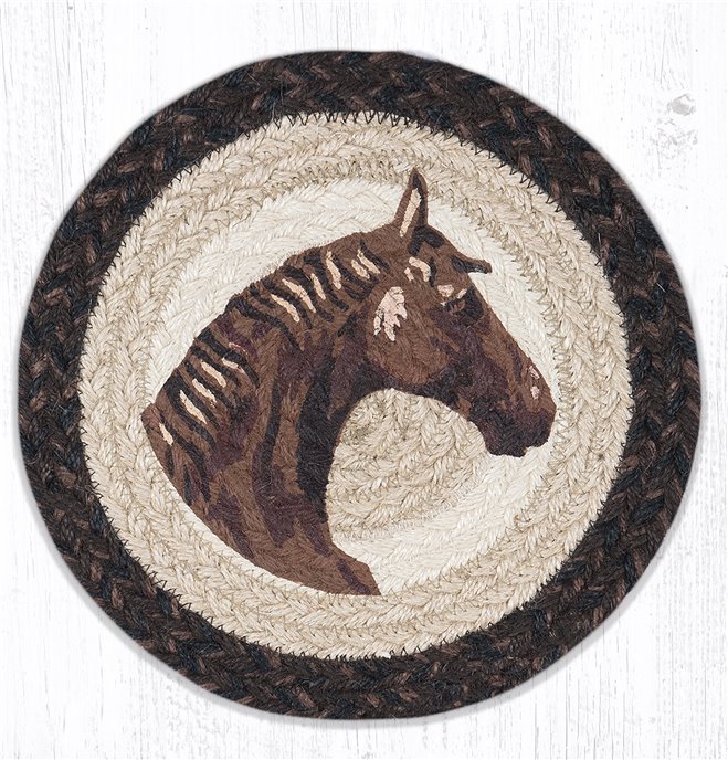 Horse Printed Round Braided Trivet 10"x10" Thumbnail