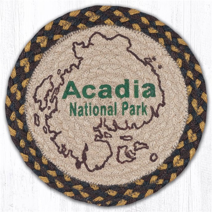Acadia Map Printed Round Braided Trivet 10"x10" Thumbnail