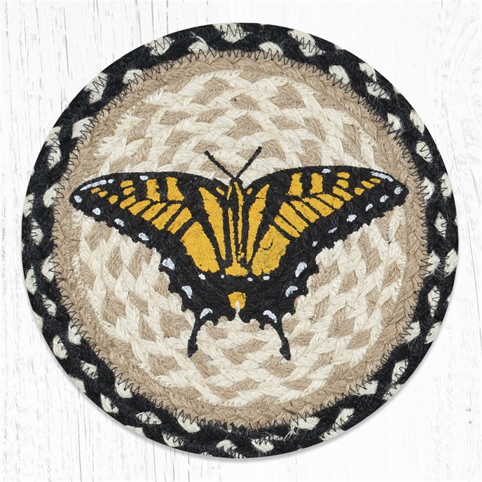 Swallowtail Butterfly Printed Round Braided Trivet 10"x10" Thumbnail