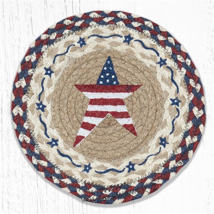 Primitive American Star Printed Round Braided Trivet 10"x10" Thumbnail