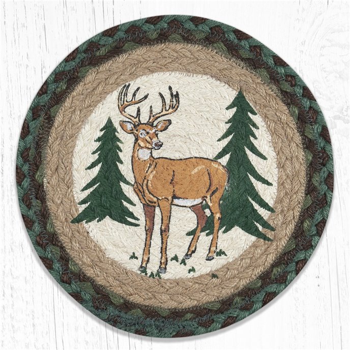 New Buck Printed Round Braided Trivet 10"x10" Thumbnail