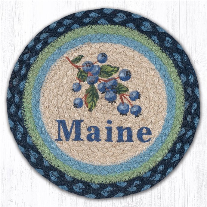 Blueberry Maine Printed Round Braided Trivet 10"x10" Thumbnail