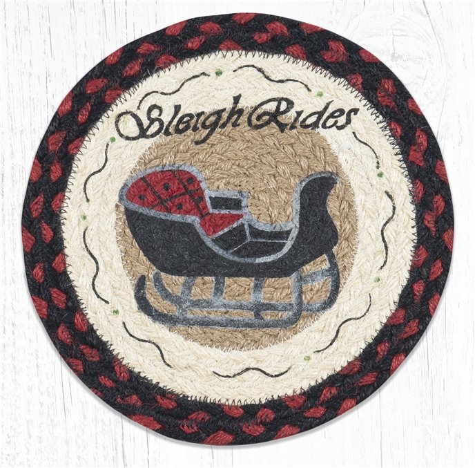 Sleigh Rides Printed Round Braided Trivet 10"x10" Thumbnail
