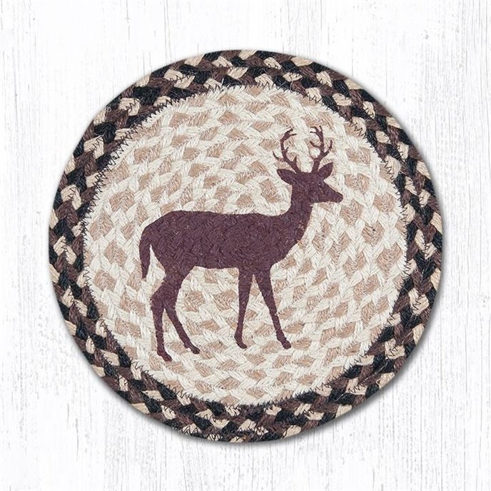 Little Buck Printed Round Braided Trivet 10"x10" Thumbnail