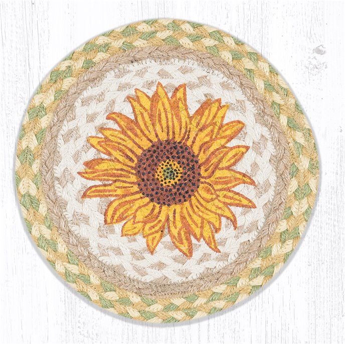 Sunflower Printed Round Braided Trivet 10"x10" Thumbnail