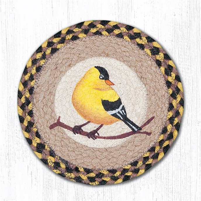 Garden Song Bird Printed Round Braided Trivet 10"x10" Thumbnail