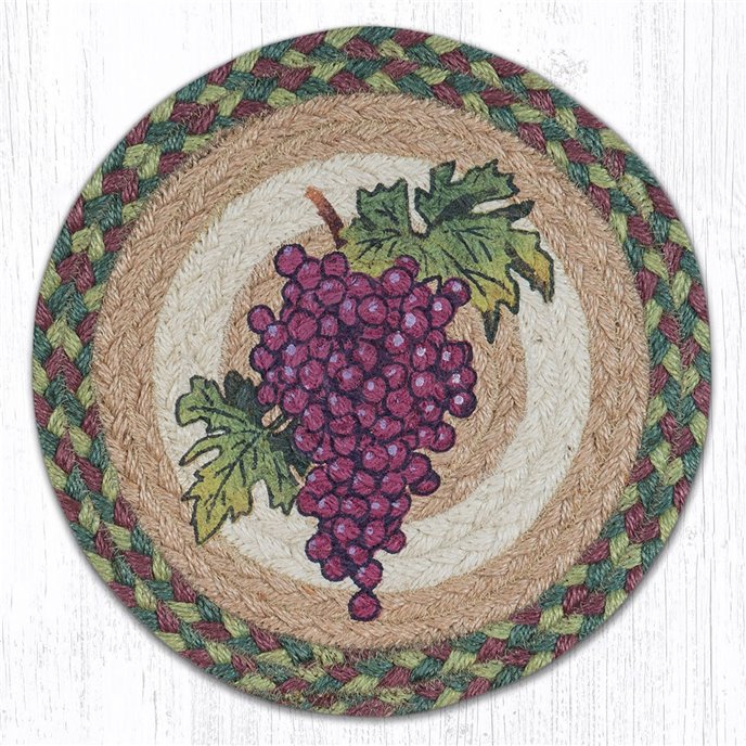 Grapes Printed Round Braided Trivet 10"x10" Thumbnail