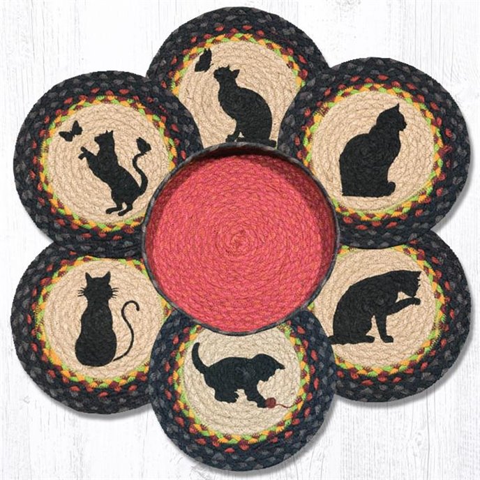 Cats Braided Trivets in a Basket 10"x10", Set of 6 Thumbnail