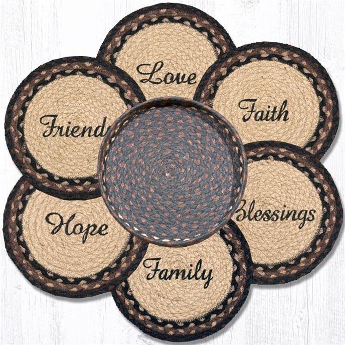 Blessings Braided Trivets in a Basket 10"x10", Set of 6 Thumbnail