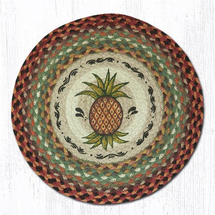 Pineapple Round Braided Chair Pad 15.5"x15.5" Thumbnail