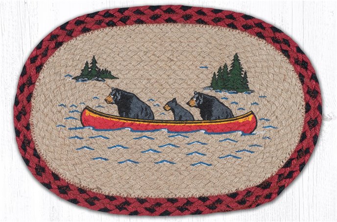 Bears in Canoe Printed Oval Braided Swatch 10"x15" Thumbnail