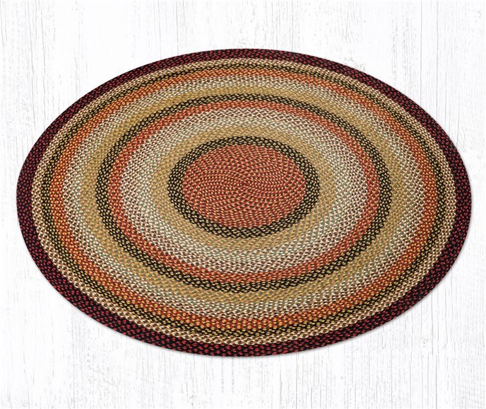 Burgundy/Mustard/Ivory Round Braided Rug 5.75'x5.75' Thumbnail