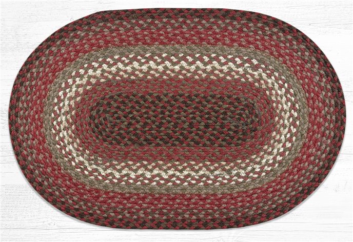 Taupe/Rose/Burgundy Oval Braided Rug 20"x30" Thumbnail