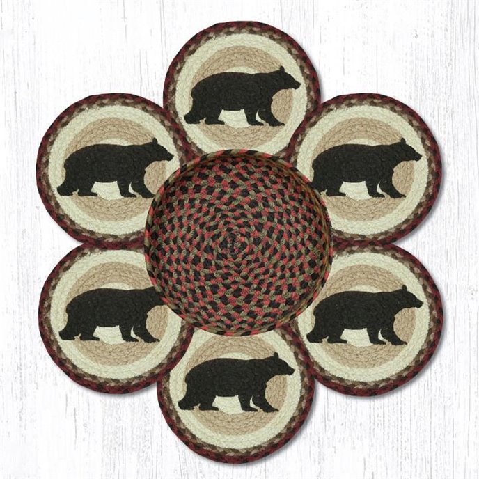 Cabin Bear Braided Trivets in a Basket 10"x10", Set of 6 Thumbnail