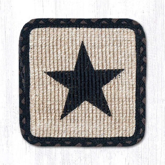 Black Star Wicker Weave Braided Trivet 9"x9" Thumbnail