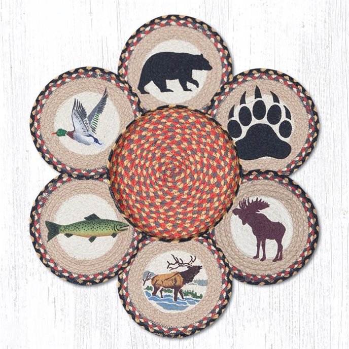 Wildlife Braided Trivets in a Basket 10"x10", Set of 6 Thumbnail