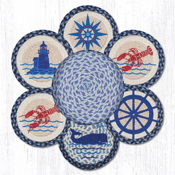 Nautical Braided Trivets in a Basket 10"x10", Set of 6 Thumbnail