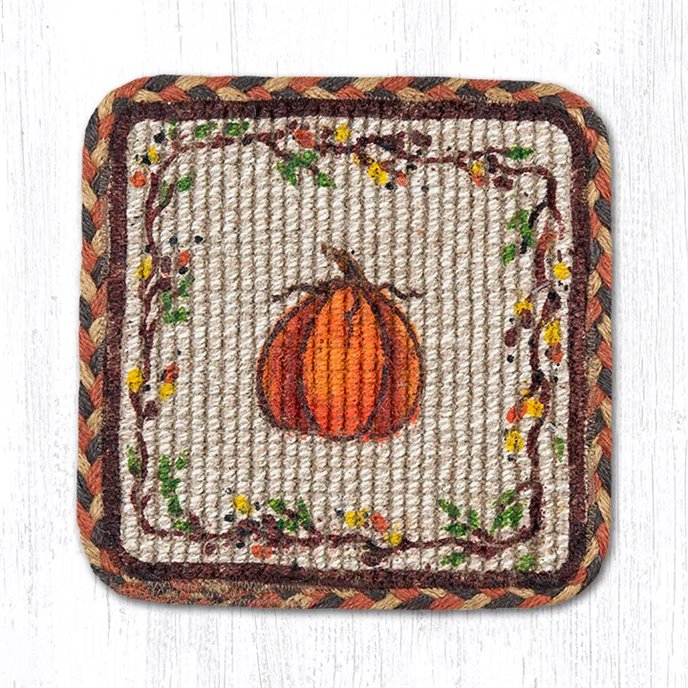 Harvest Pumpkin Wicker Weave Braided Trivet 9"x9" Thumbnail