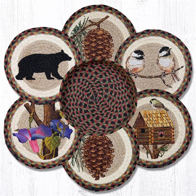 Cabin Bear Braided Trivets in a Basket 10"x10", Set of 6 Thumbnail