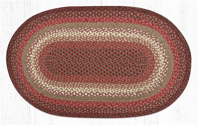 Taupe/Rose/Burgundy Oval Braided Rug 27"x45" Thumbnail