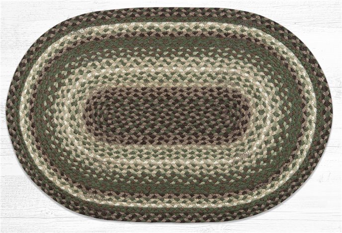 Taupe/Dark Brown/Cactus Oval Braided Rug 20"x30" Thumbnail