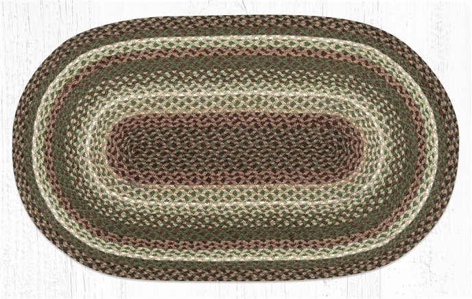 Taupe/Dark Brown/Cactus Oval Braided Rug 27"x45" Thumbnail