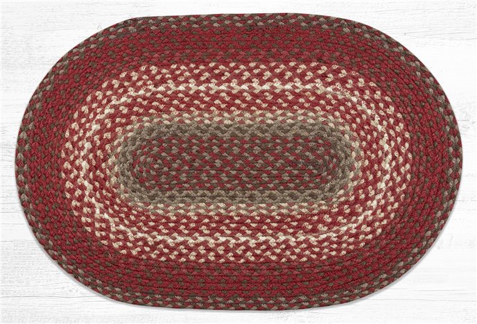 Taupe/Chestnut/Chili Pepper Oval Braided Rug 20"x30" Thumbnail