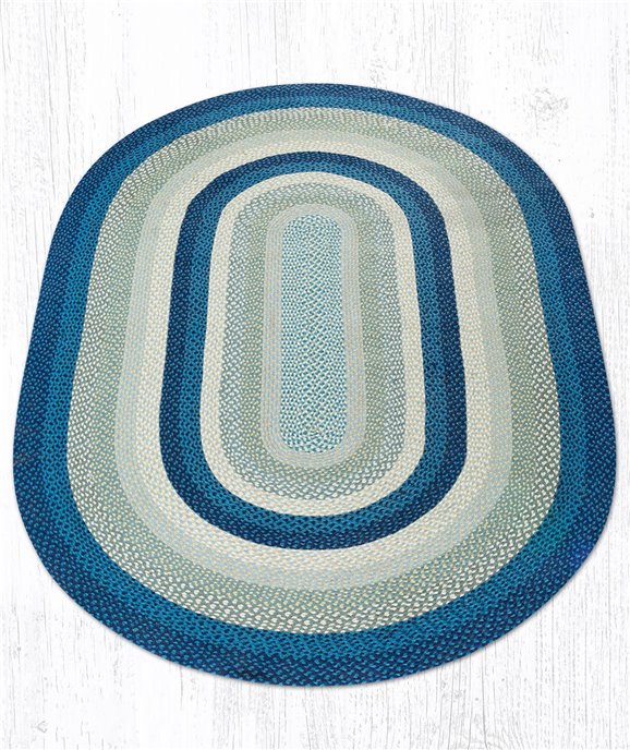 Breezy Blue/Taupe/Ivory Oval Braided Rug 6'x9' Thumbnail
