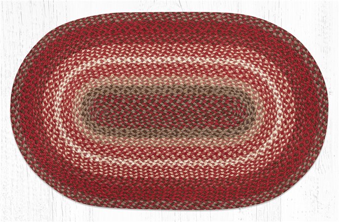 Taupe/Chestnut/Chili Pepper Oval Braided Rug 27"x45" Thumbnail