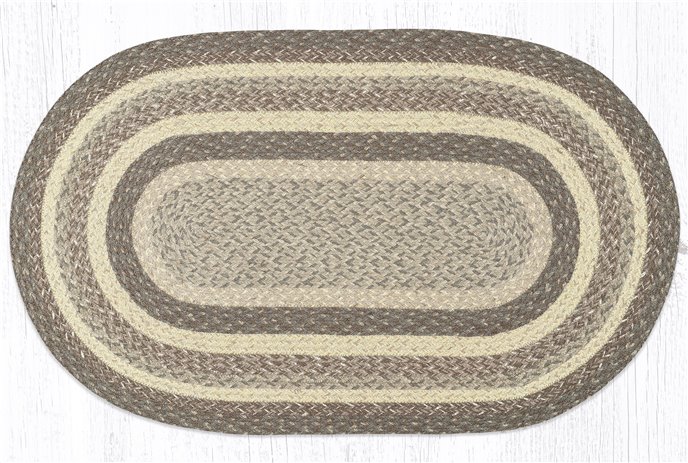 Khaki Oval Braided Rug 27"x45" Thumbnail