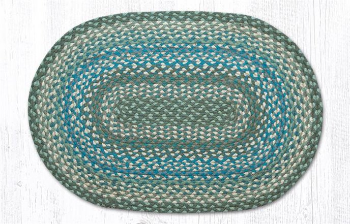 Sage/Ivory/Settlers Blue Oval Braided Rug 20"x30" Thumbnail