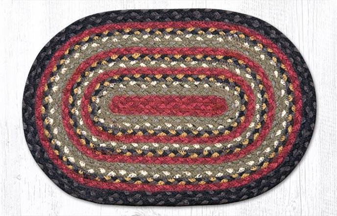 Burgundy/Olive/Charcoal Oval Braided Swatch 10"x15" Thumbnail