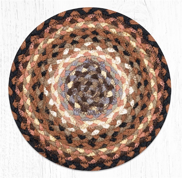 Black/Tan/Terracotta Round Braided Swatch 10"x10" Thumbnail