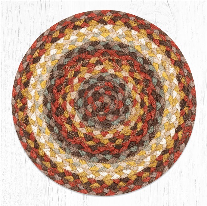Taupe/Golden Rod/Terracotta Round Braided Swatch 10"x10" Thumbnail