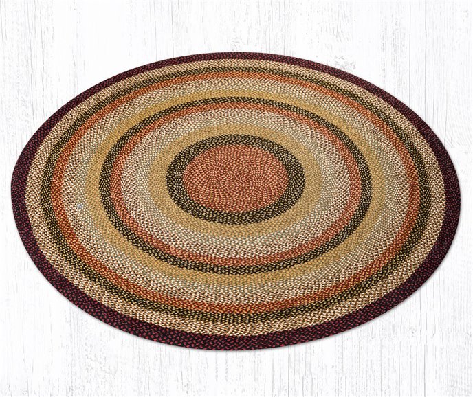 Burgundy/Mustard/Ivory Round Braided Rug 7.75'x7.75' Thumbnail