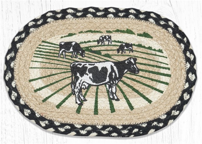 Cows Printed Oval Braided Swatch 10"x15" Thumbnail