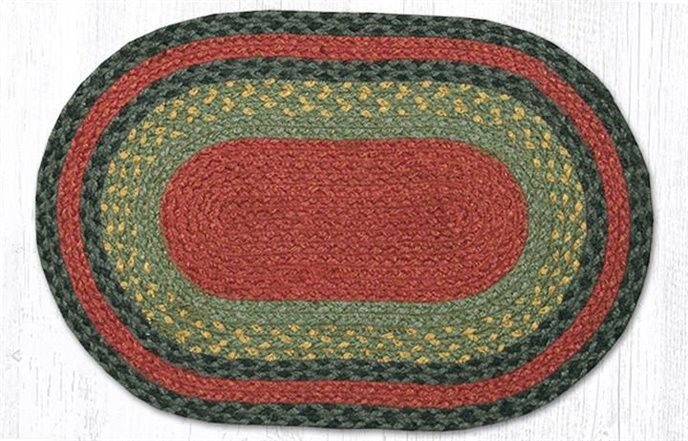 Burgundy/Olive/Charcoal Oval Braided Swatch 10"x15" Thumbnail