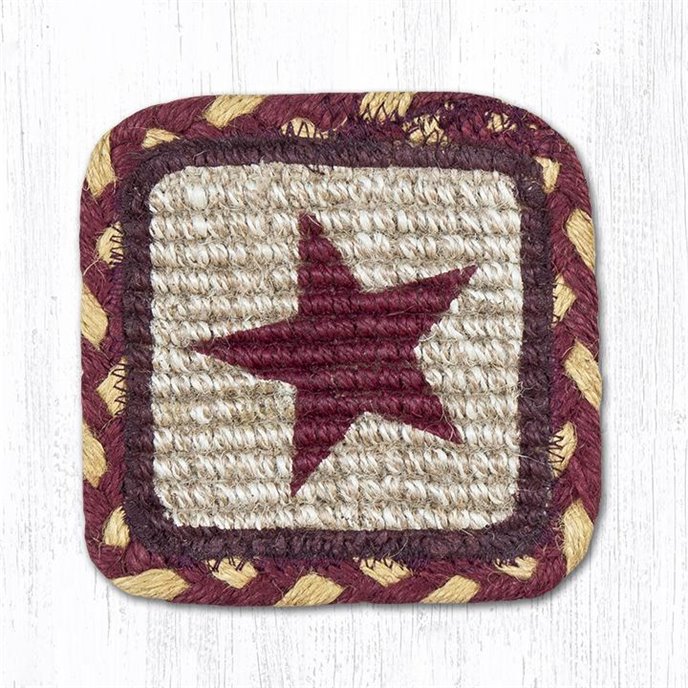 Burgundy Star Wicker Weave Braided Swatch 10"x15" Thumbnail