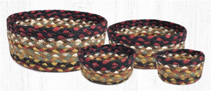 Burgundy/Mustard/Ivory Braided Casserole Baskets Set of 4 Thumbnail