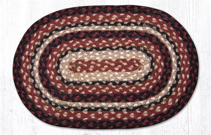 Burgundy/Black/Tan Oval Braided Swatch 10"x15" Thumbnail