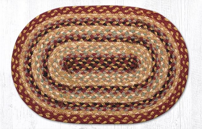 Burgundy/Gray/Cream/Mustard Oval Braided Swatch 10"x15" Thumbnail