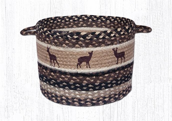 Deer Silhouettes Printed Braided Utility Basket 17"x11" Thumbnail