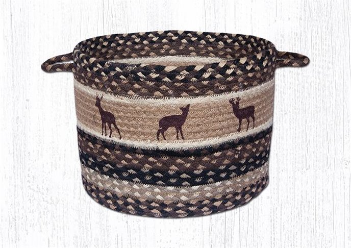 Deer Silhouettes Printed Braided Utility Basket 17"x11" Thumbnail