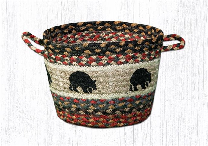 Black Bears Printed Braided Utility Basket 17"x11" Thumbnail