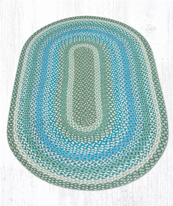 Sage/Ivory/Settlers Blue Oval Braided Rug 3'x5' Thumbnail