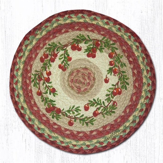 Cranberries Round Braided Chair Pad 15.5"x15.5" Thumbnail